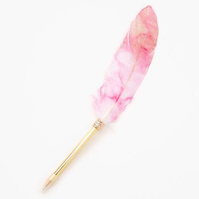 Pink Glittery Ombre Feather Pen