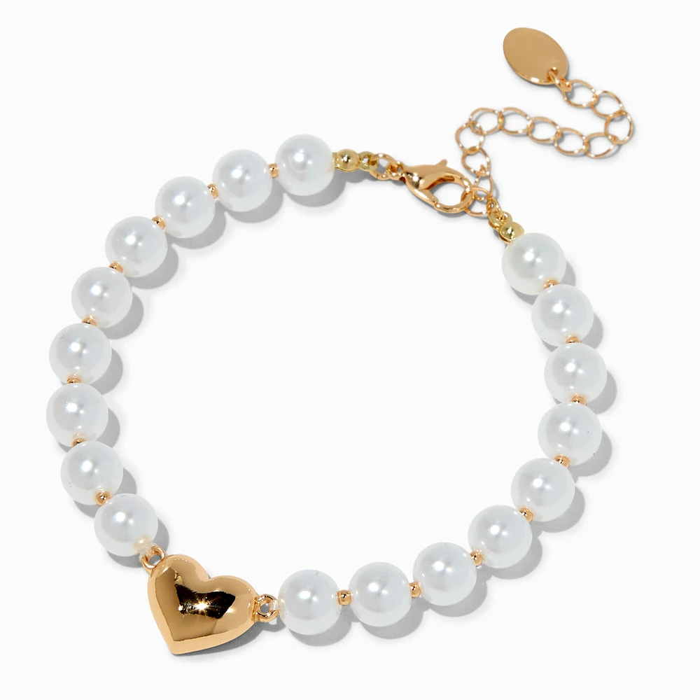 Mean Girls™ x Claire's Pearl Gold Heart Bracelet