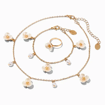 Claire's Club Floral Gold Jewelry Set - 3 Pack