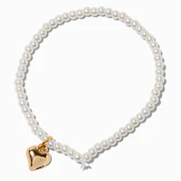 Claire's Club Pearl Heart Beaded Stretch Bracelet