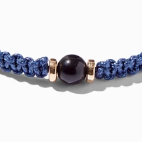 Black Pearl Woven Adjustable Cord Bracelet - Navy Blue