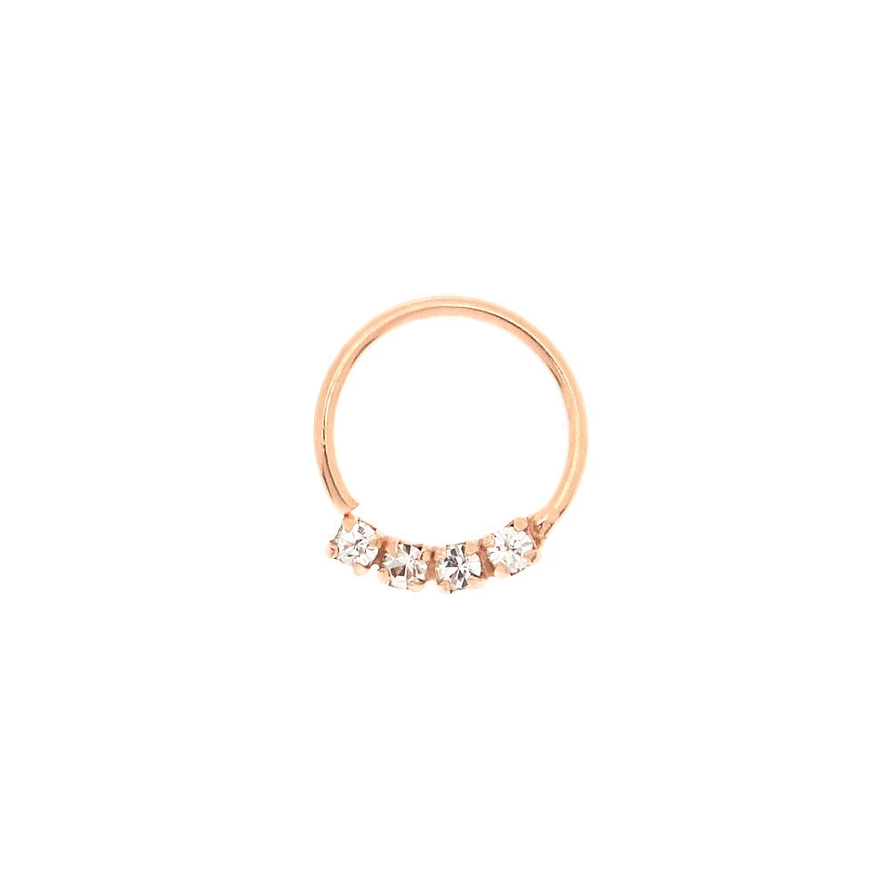 22G Rose Gold-tone Sterling Silver Crystal Nose Ring