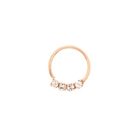 Sterling Silver Rose Gold 22G Embellished Stone Nose Ring