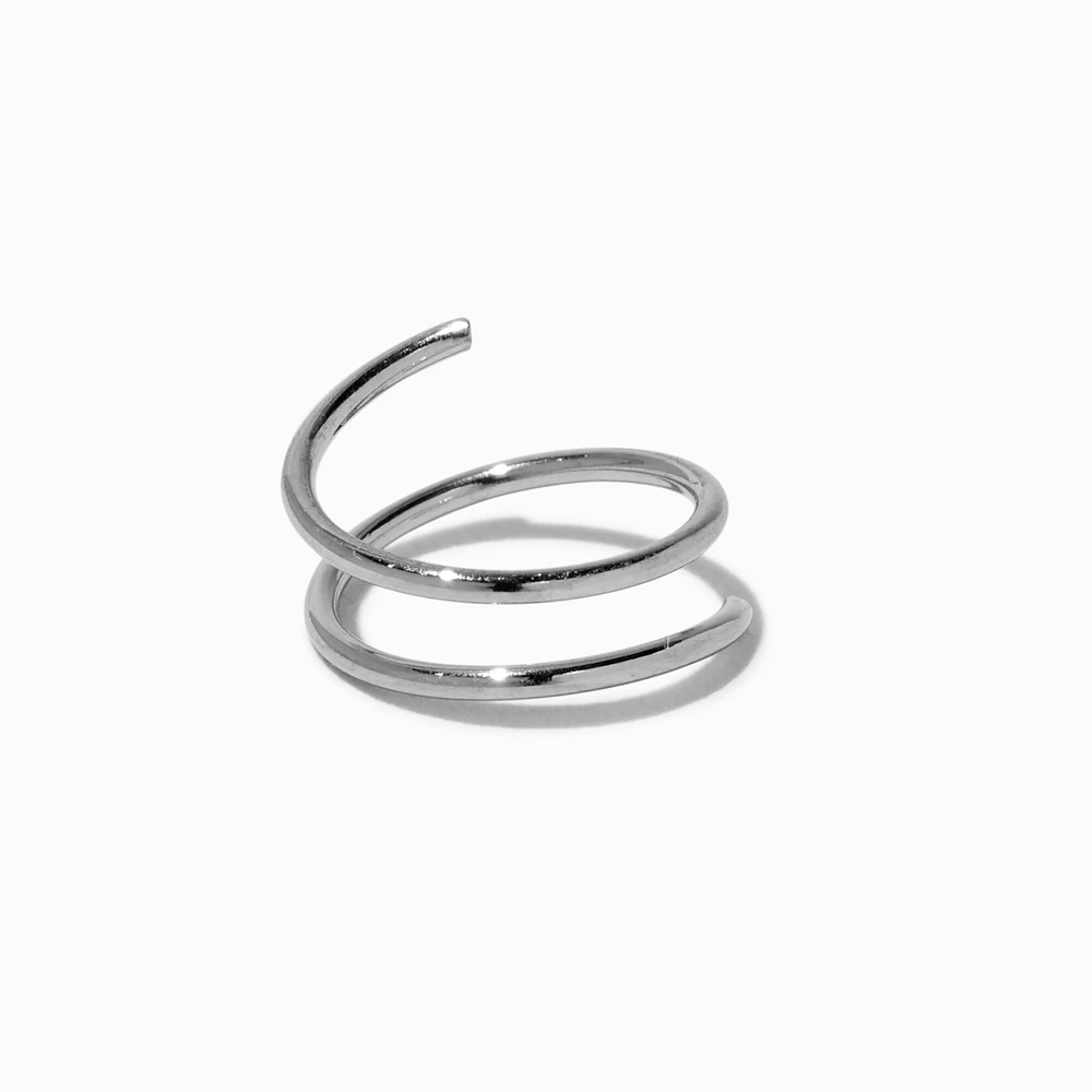 Silver-tone Stainless Steel Spiral 20G Nose Stud