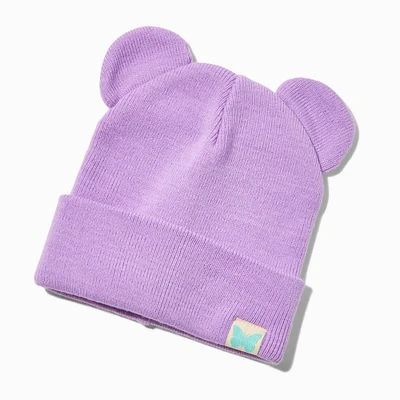 Claire's Club Purple Bear Beanie Hat