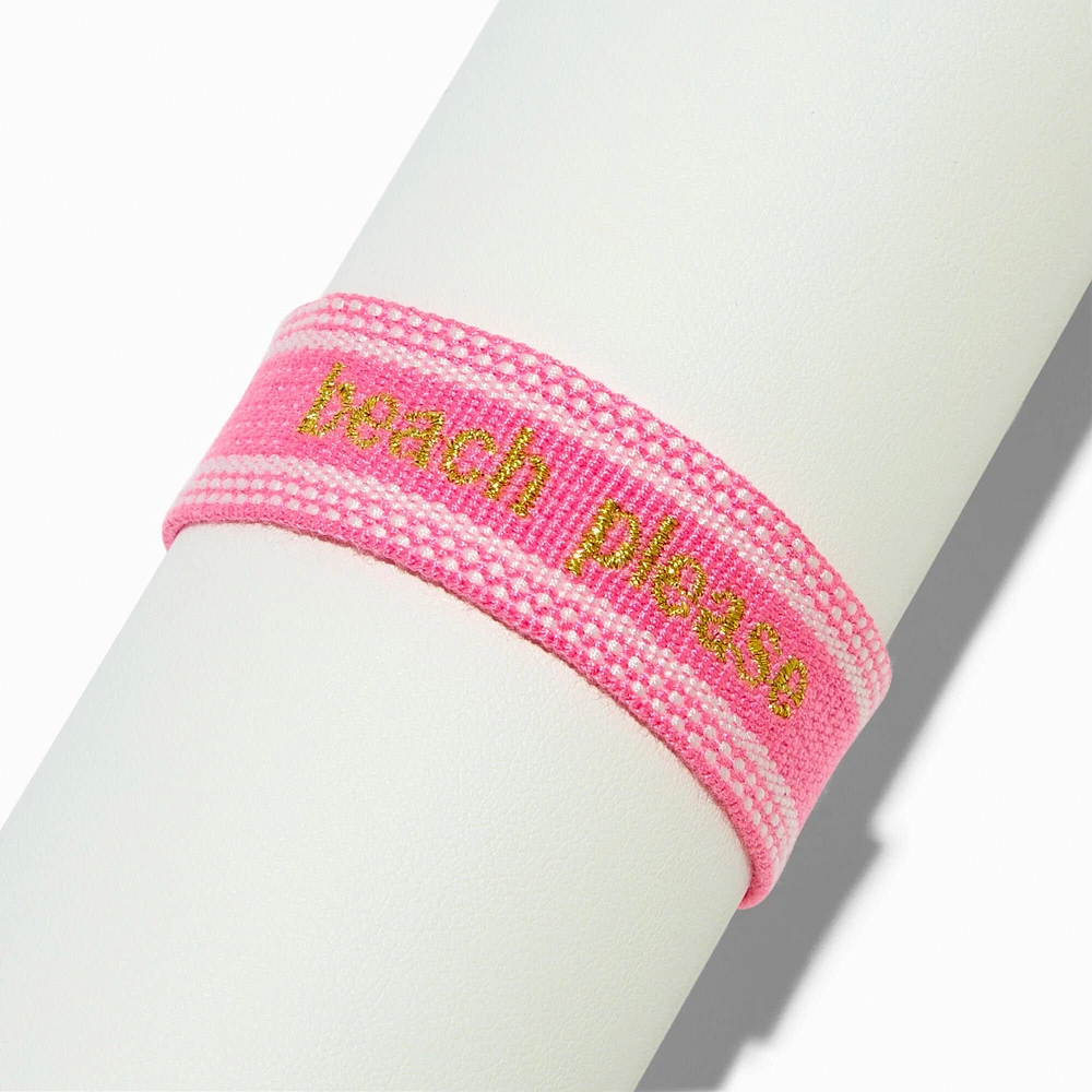 Woven Pink ''Beach Please'' Bolo Bracelet