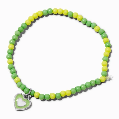 Claire's Club Green & Yellow Heart Beaded Stretch Bracelet