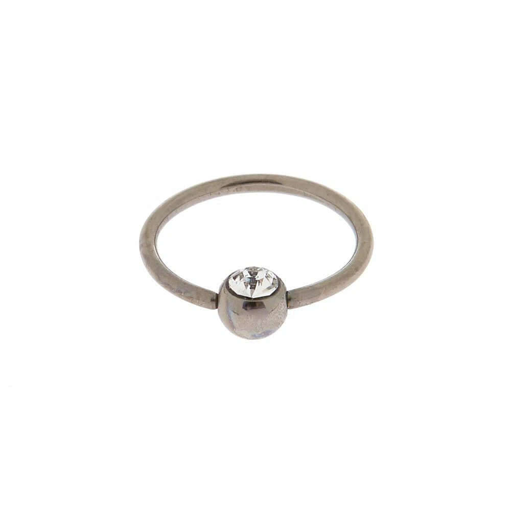 Silver-tone Titanium Cubic Zirconia 20G Cartilage Hoop Earring