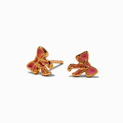 C LUXE by Claire's 18k Yellow Gold Plated Pink Enamel Bow Stud Earrings