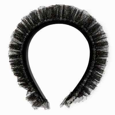 Glittery Black Tulle Headband
