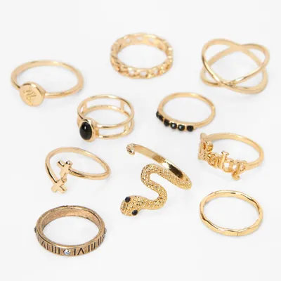 Gold Embellished Assorted Rings (8 Pack)