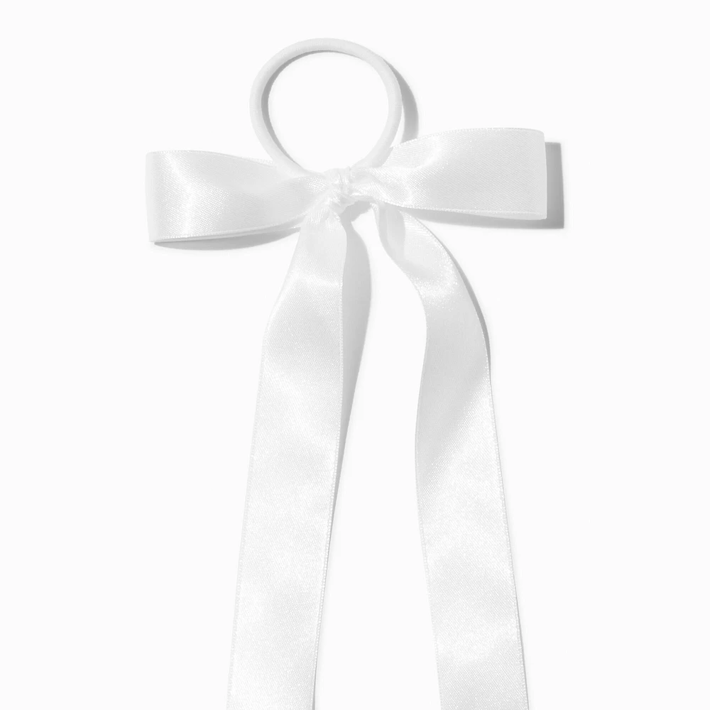 White Satin Bow Hair Tie
