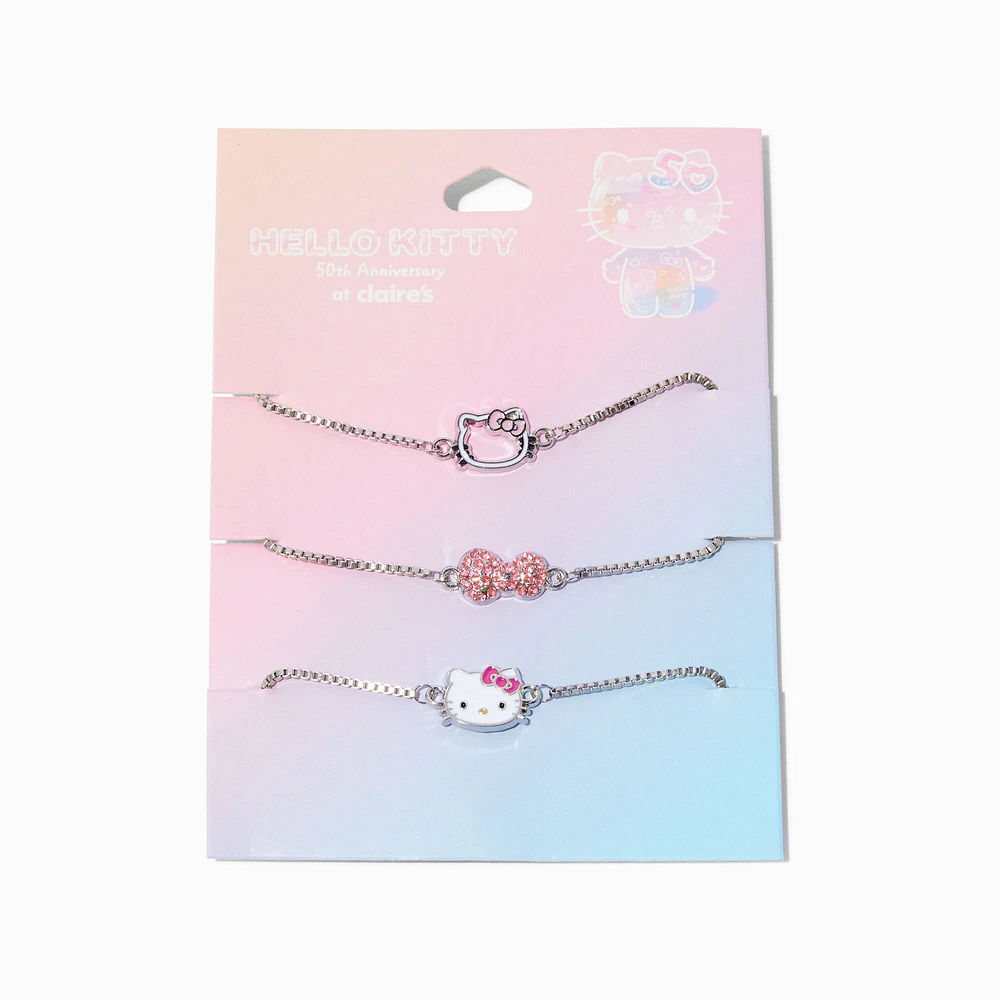 Hello Kitty® 50th Anniversary Claire's Exclusive Silver-tone Bracelet Set - 3 Pack