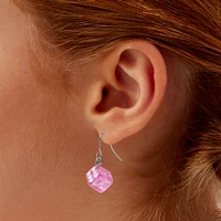 Pink & White 1" Dice Drop Earrings