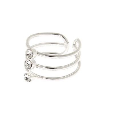 Silver Embellished Triple Band Ear Cuff