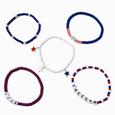 "Freedom" Beaded Stretch Bracelet Set - 5 Pack