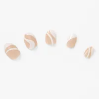 White Swirl Stiletto Press On Vegan Faux Nail Set - 24 Pack