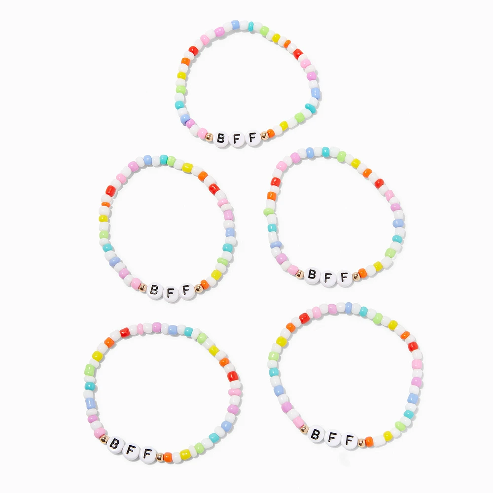 Best Friends Rainbow Beaded Stretch BFF Bracelets - 5 Pack