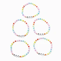 Best Friends Rainbow Beaded Stretch BFF Bracelets - 5 Pack