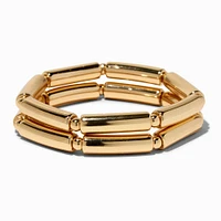 Gold-tone Macaroni Stretch Bracelets - 2 Pack