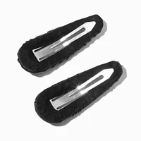 Black Puffy Snap Hair Clips - 2 Pack