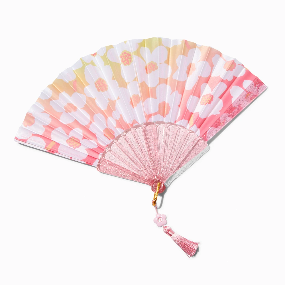 Ombre Floral Print Personal Folding Fan