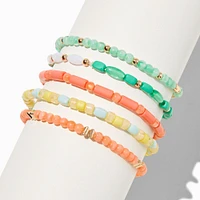 Mixed Orange Stretch Bracelet Set - 5 Pack