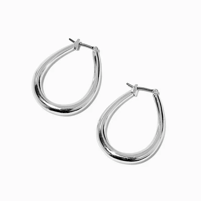 Silver-tone 20MM Oval Hoop Earrings