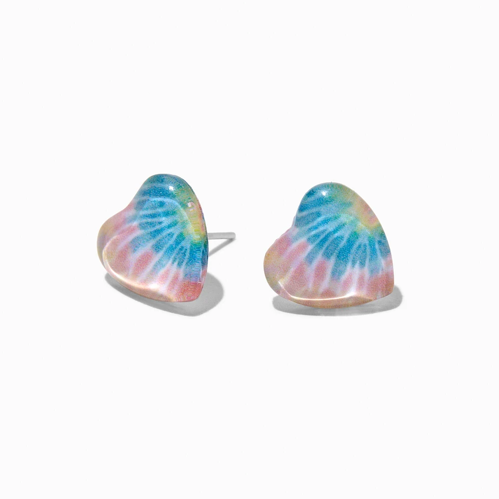 Tie Dye Heart Stud Earrings