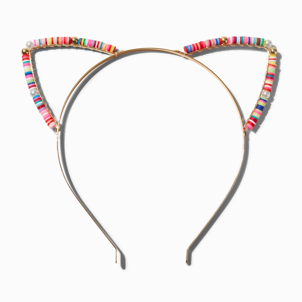 Rainbow Disc Beads Cat Ears Headband