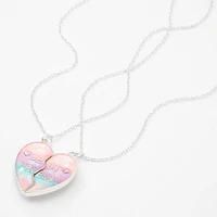 Best Friends Pastel Ombré Split Heart Pendant Necklaces - 2 Pack