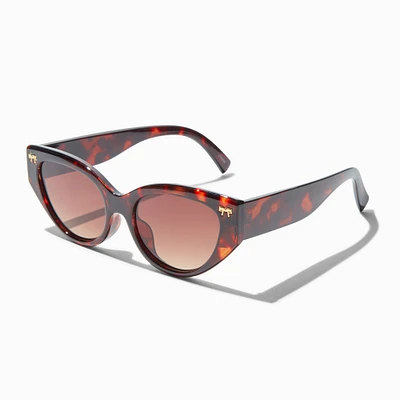 Gold Bow Studded Brown Tortoiseshell Retro Sunglasses