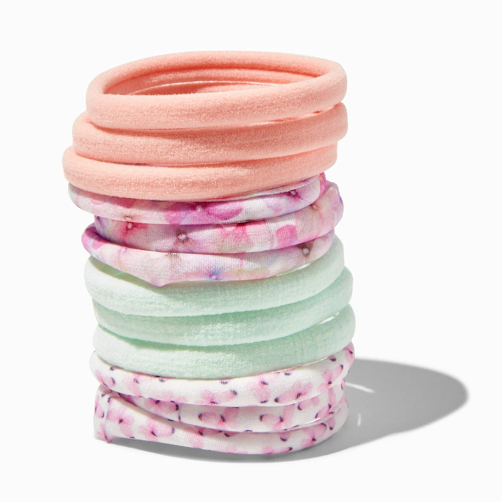 Spring Floral Rolled Hair Ties - 12 Pack