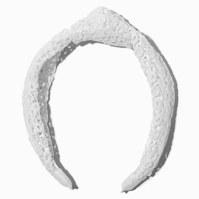 White Eyelet Knotted Headband