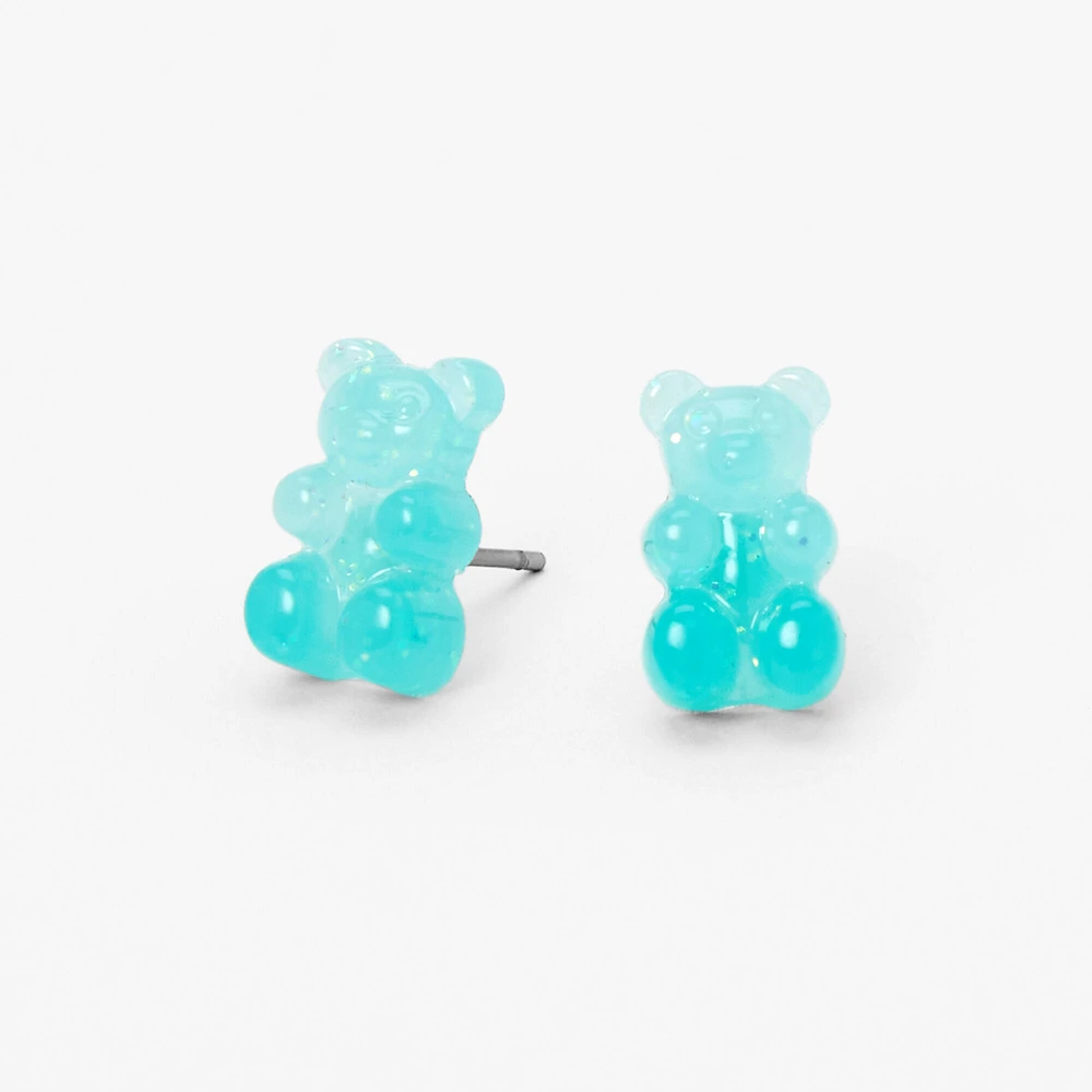 Blue Glow In The Dark Gummy Bears® Stud Earrings