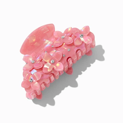 Coral Crystal Flower Hair Claw