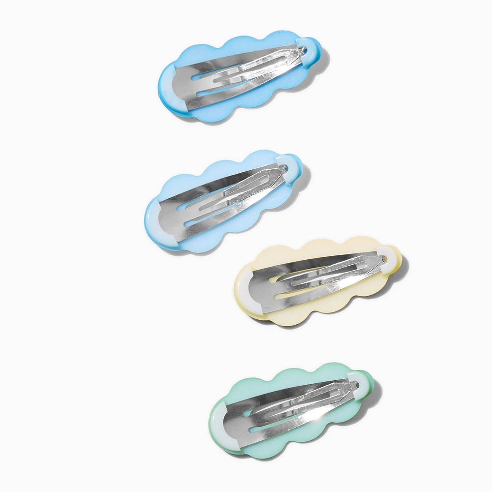 Matte Scalloped Cool Blue Snap Hair Clips - 4 Pack