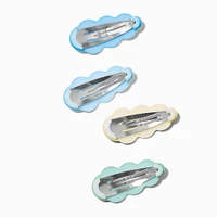 Matte Scalloped Cool Blue Snap Hair Clips - 4 Pack