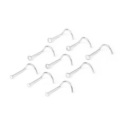 20G Clear Nose Studs - 9 Pack
