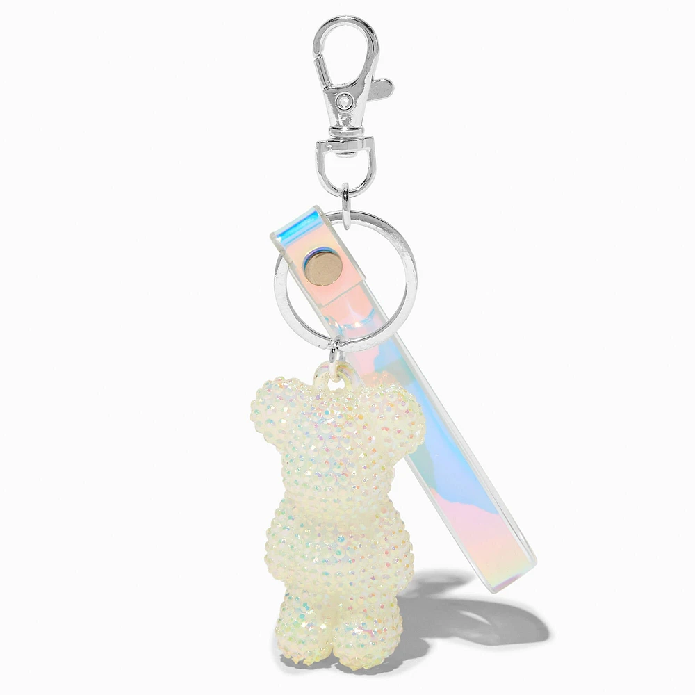 White Bling Bear Keychain