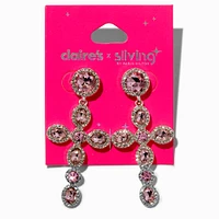 Claire's x Sliving by Paris Hilton Pink Crystal Cross Statement Earrings