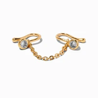 Gold-tone Chain Cubic Zirconia Faux Nose Ring