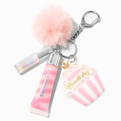Claire's Club Happy Birthday Pink Cupcake Lip Gloss Keychain