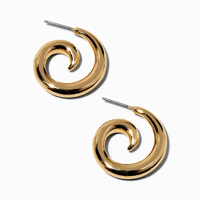 Gold-tone Thick Swirl Hoop Earrings