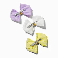 Claire's Club Pastel Eyelet Hair Bow Clips - 3 Pack