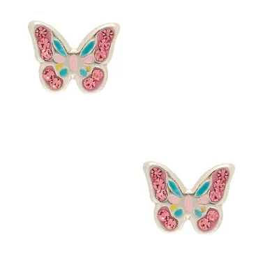 Sterling Silver Pastel Butterfly Stud Earrings