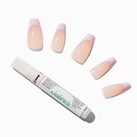Pink French Tip Squareletto Vegan Faux Nail Set - 24 Pack