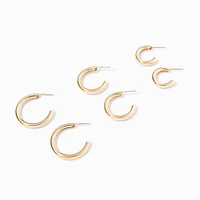 Gold Graduated Hoop Earrings - 3 Pack