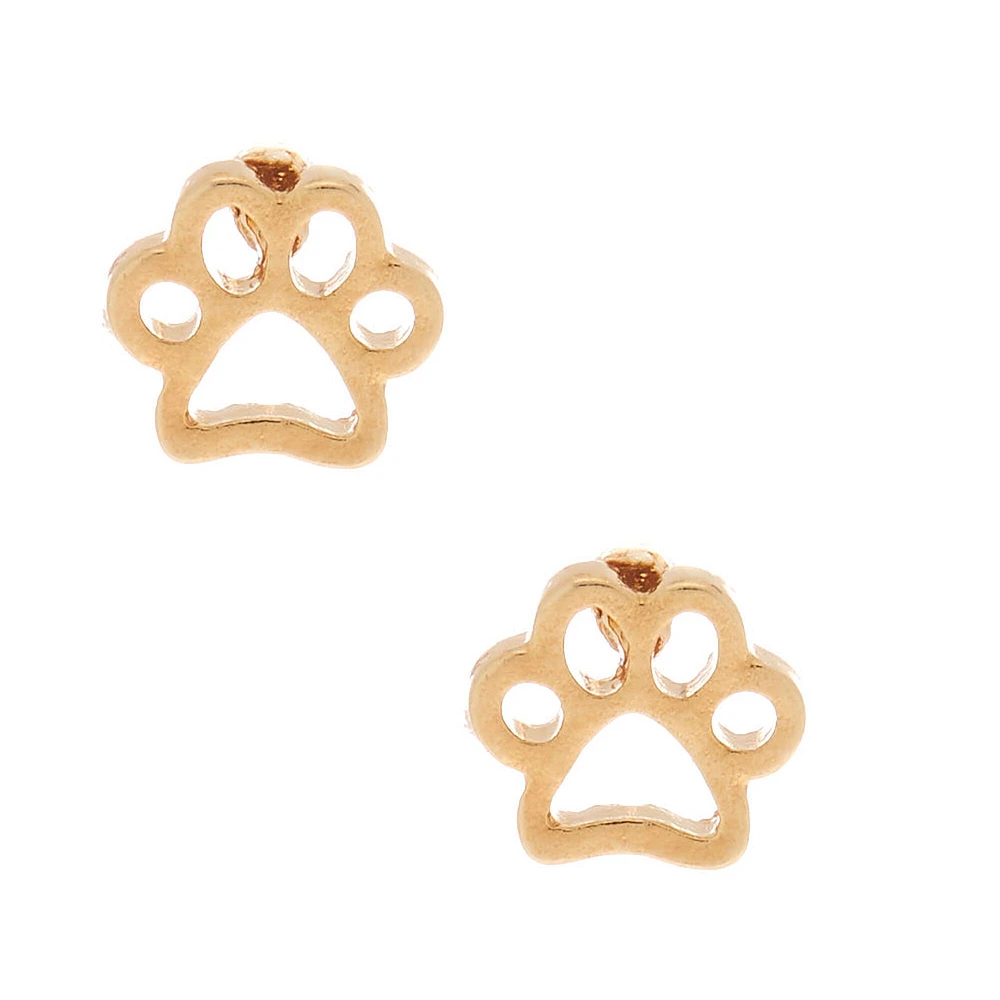 18kt Gold Plated Paw Print Stud Earrings