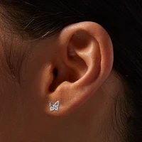 Cubic Zirconia Butterfly Outline Stud Earrings